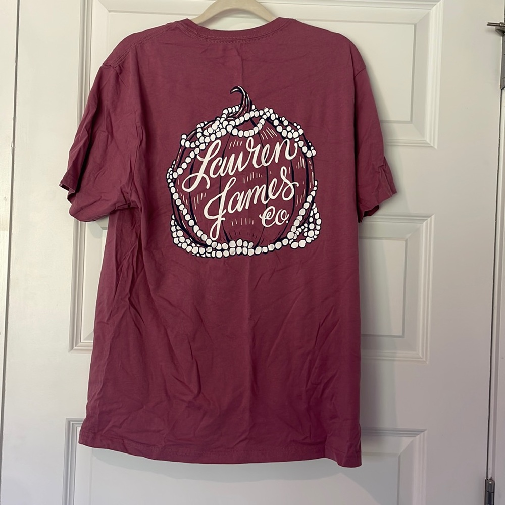 Lauren James- Fall Mauve Pumpkin Tshirt- Size Medium